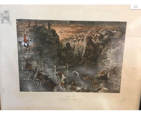 "Snaffles", Charles Johnson Payne (1884-1967), 1915-16: That far, far-away Echo, hand-coloured print, scarce version with the