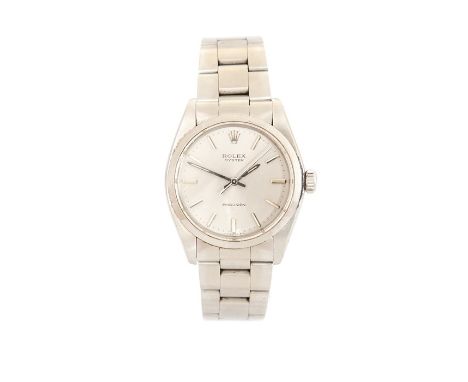 Rolex, a circa 1970's gentleman's steel Rolex Oyster Precision wristwatch, 3cm silvered dial with baton numerals, integral st