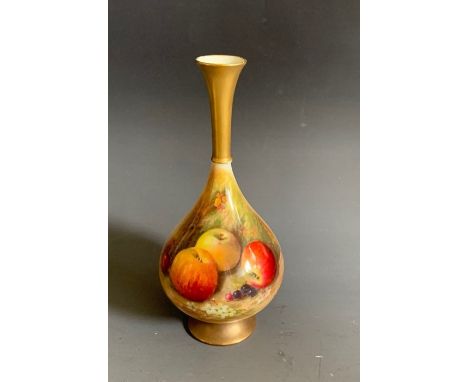 A Royal Worcester vase painted with apples and berries on a mossy ground, signed Ricketts, circa 1930 date code, 20.5cm highC