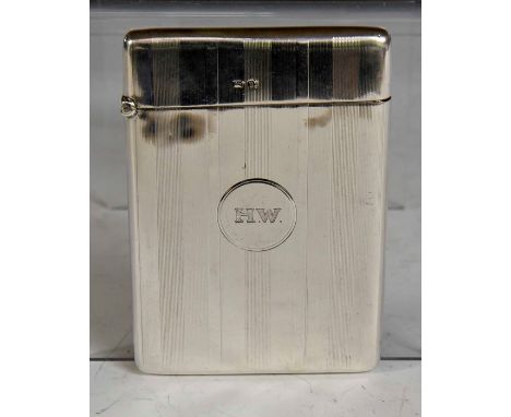***AWAY VENDOR COLLECTED 09/04***A&nbsp;George V&nbsp;silver card case, engine turned striated pattern, the front engraved H.