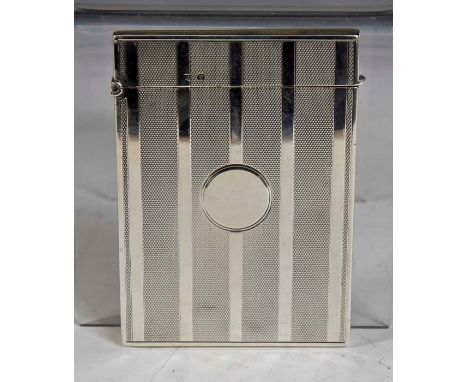 A George VI silver engine turned card case,&nbsp;with vacant circular cartouche, William Neale&nbsp;Ltd,&nbsp;Birmingham, 194