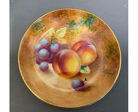 A Royal Worcester small dish painted with fruit, signed Roberts, boxed, 20th Century  England, 10cm diameterCondition: good, 