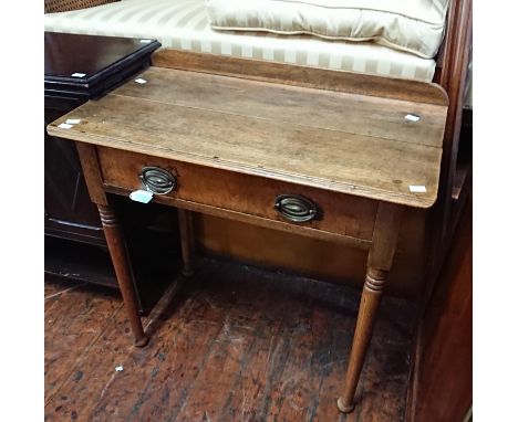 A 19th Century oak side table, fitted with a single drawer, 81cm high, 78cm wide, 45cm deep