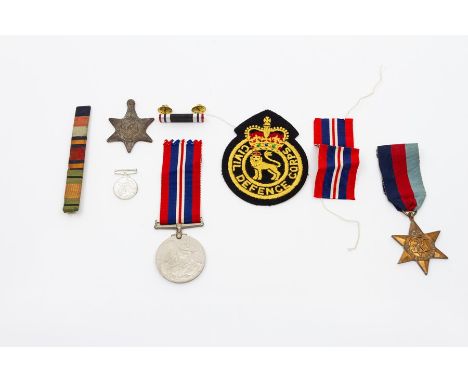 Military interest - WW2 Medals including ribbon bars, patch and miniature medal.