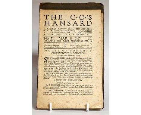 Scarce Political Ephemera / Printing History / WW1 Interest. Three volumes of The Conscientious Objector's Hansard, London: P