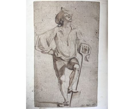 Late-Georgian scrapbook of engravings and clippings relating to hunting/sporting, quarto, half-leather binding with gilt titl