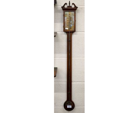 Thomas White mahogany stick barometer, 95 cm high