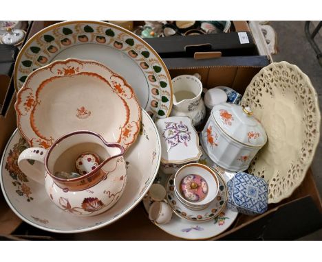 A Vista Alegre (Portugal) 35 cm diam serving plate, painted and gilded with strawberries and a pair of matching teabowls and 