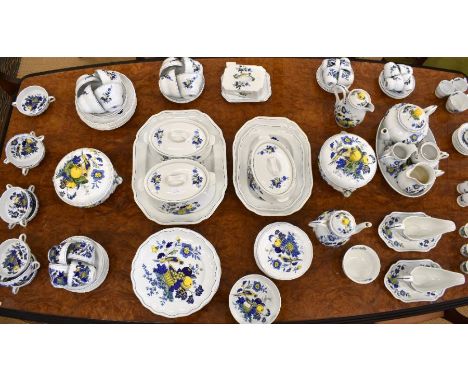 An extensive Edwardian and later Copeland Spode china dinner/tea service printed with the 'Blue Bird' pattern (S3274), approx