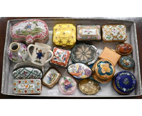 Various Limoges and other enamel and porcelain pill-boxes etc