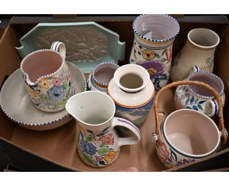 Ten pieces of vintage and later Poole pottery - mosty floral-painted (box)All appear to be in good condition, but please bear