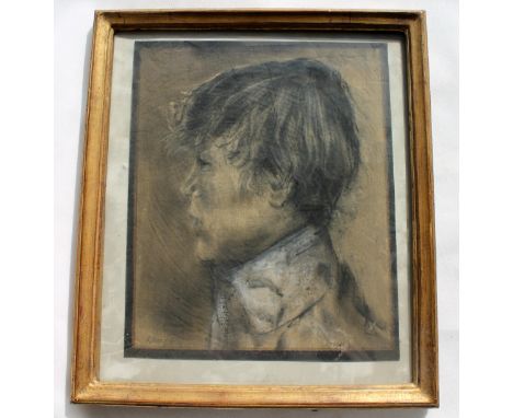 Harold Riley.Profile portrait of a young man.Pastel.Indistinctly signed. 11" x 9". ARR