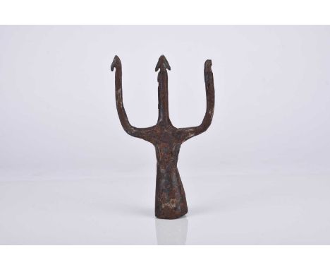 A Roman wrought iron trident spearheadCirca 3rd-4th century ADThe three tines with barbed points, likely a fishing spear for 
