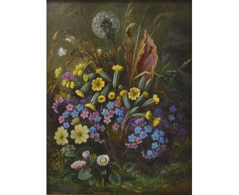 Albert Dürer Lucas (1828-1918) Still Life study with primroses, spring flowers and a dandelion, signed and dated 1888 lower r