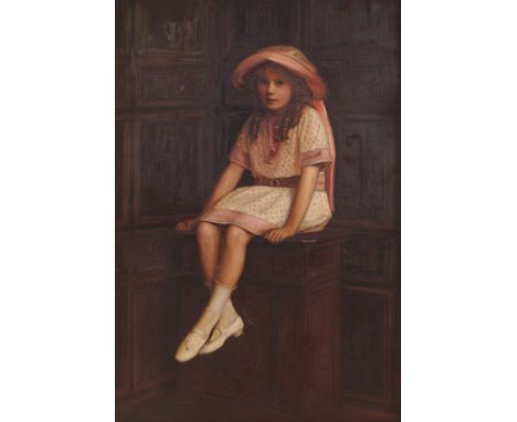 RALPH PEACOCK (ENGLISH, 1868-1946)Young girl seated in a panelled roomOil on canvas56½ x 38½ inches (144 x 98 cm.)Enclosed in