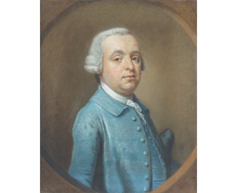 HUGH DOUGLAS HAMILTON (IRISH, 1740-1808)Portrait of a gentleman wearing a blue jacketPastel16 x 13 inches (41 x 33 cm.)Contai