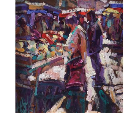 ARTHUR K. MADERSON (ENGLISH, B. 1942)Market dayOil on boardSigned12¼ x 11¾ inches (31 x 30 cm.)