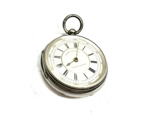 Large Antique silver open face Chronograph pocket watch the watch is not ticking  balance will spin missing centre second han