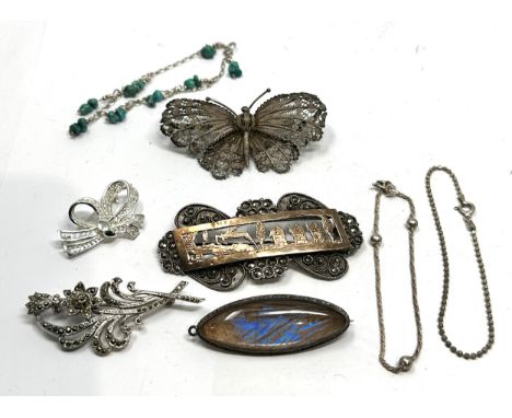 selection of antique /vintage silver jewellery weight  62g 