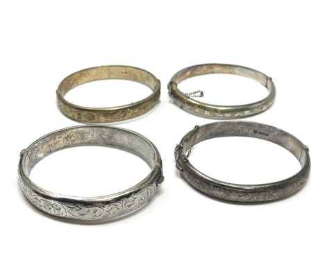 4 vintage silver bangles weight 64g 