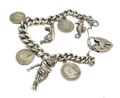 Vintage silver charm bracelet weight 39g 