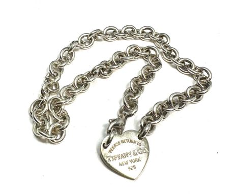 Silver tiffany &amp; co return to tiffany heart tag chain link necklace weight 50g 