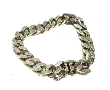Chunky silver curb link bracelet weight 47g 