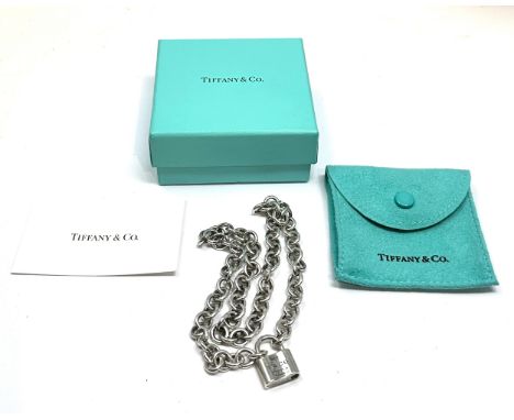 Tiffany &amp; Co. 1837 Padlock Lock Choker Necklace Sterling Silver 925 With Pouch &amp; box 