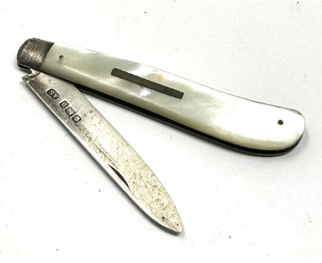 antique silver blade fruit knife measures opened 16cm 
