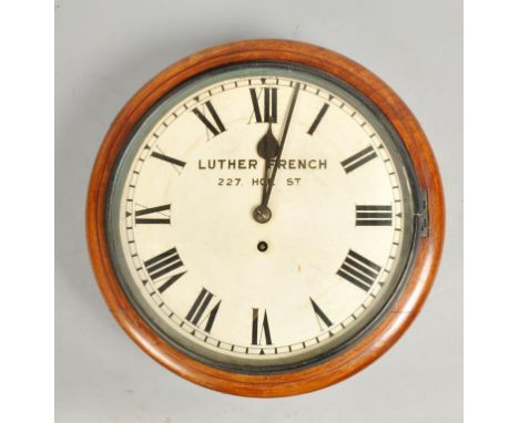 An early 20c English fusee dial clock, the 12 flat dial signed with the retailers name Luther French, 227 Hoe Street and havi