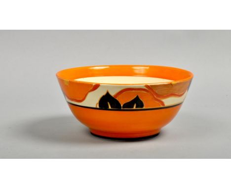 A 1930's Art Deco Clarice Cliff Bizarre bowl decorated in the Chintz pattern in orange, black and brown, stamped marks to bas