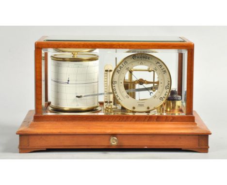 An early 20c barograph by Ross of London.  The recording mechanism has a barrelled spring movement with cylinder platform esc