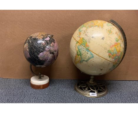 Two vintage globes, tallest 42cm.