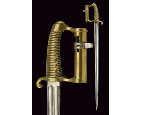 A scarce sapper's bayonet-dagger Mod. 1822 dating: first quarter of the 19th Century provenance: Spain Straight, single -and 