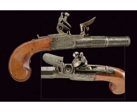 A Richard's flintlock pocket pistol dating: early 19th Century provenance: England Smooth, turn-off, two-stage, octagonal and