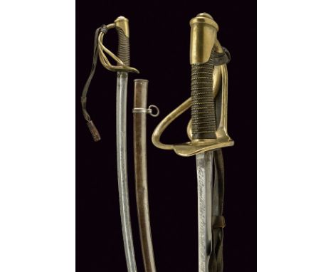 A cavalry sabre Mod. 1822 dating: last quarter of the 19th Century provenance: France Curved, single -and false-edged blade, 