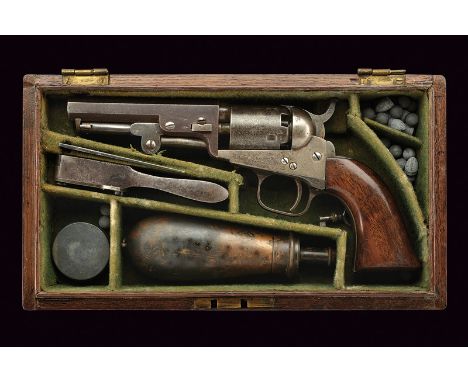 A cased Colt Model 1849 Pocket Revolver dating: third quarter of the 19th Century provenance: London Octagonal, rifles, 31 ca