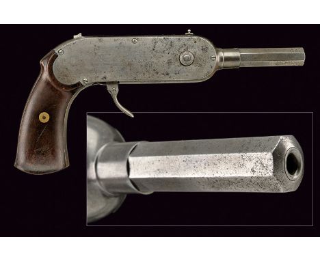 A very scarce Gay & Guycot 40 shot chain pistol dating: last quarter of the 19th Century provenance: France Octagonal, smooth