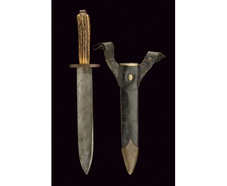 A big Bowie knife with signet dating: 19th Century provenance: England Strong, straight, single-edged blade, at the centre th