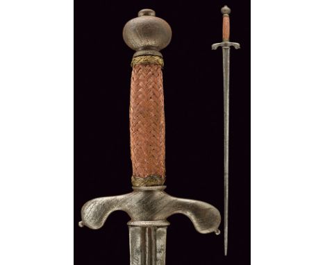 A pillow sword dating: last quarter of the 17th Century provenance: Northern Europe Straight, double-edged blade (a small par