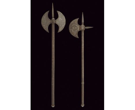 A lot of two small tabar dating: 19th Century provenance: Indopersia One with convex-edged axe, featuring remains of silver-i