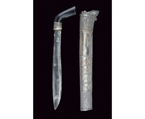 A fine silver mounted klewang dating: third quarter of the 19th Century provenance: Malaysia Beautiful, single-edged blade of