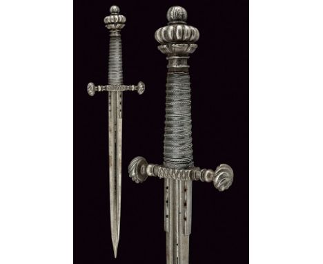 A dagger in the style of 17th Century dating: 19th Century provenance: Europe Strong, straight, double-edged blade (slightly 