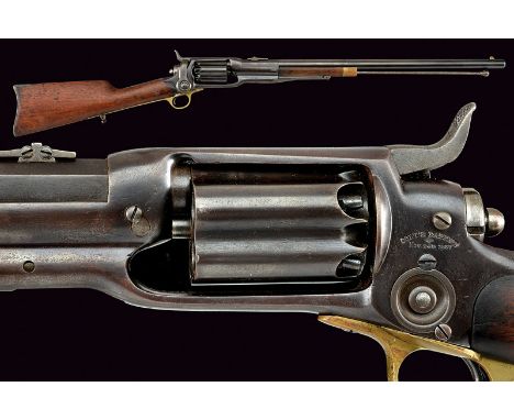 A Colt Model 1855 Revolving Carbine dating: third quarter of the 19th Century provenance: USA Round barrel, octagonal at the 