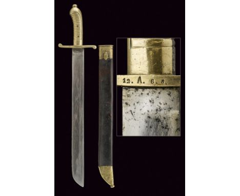 A Faschinenmesser short-sword dating: 19th Century provenance: Saxony Straight, singe-edged blade of triangular section, shor