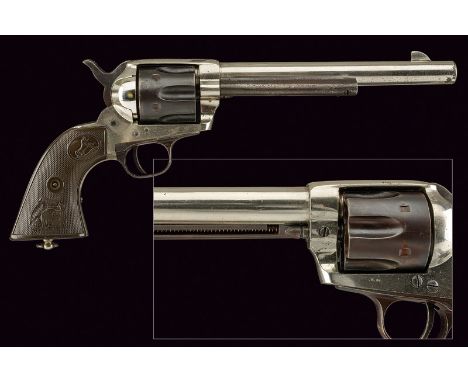 A Colt type revolver dating: 1875-1890 provenance: Spain Round, rifled, cal. 44 barrel, with foresight, marked "COLTS SYSTEM 
