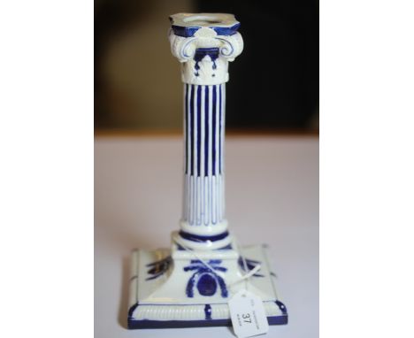 Royal Worcester Corinthian column shaped candlestick, impressed mark circa 1862, repair to sconce