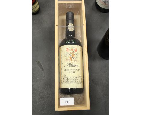 Signed bottle of Althorp Very Old Ruby Port (bottled for the Althorp Estate in Northamptonshire), this particular bottle purc