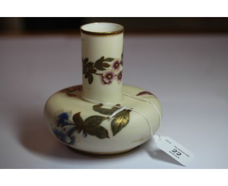 Royal Worcester Flower painted 'Ivory' spill vase, circa 1882, good condition