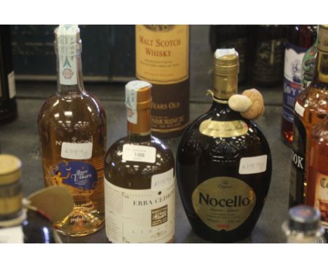 Bottle of Erba Cedrina Liquorice Liquer, Bottle of Nannoni Grappa, Bottle Toschi Novello